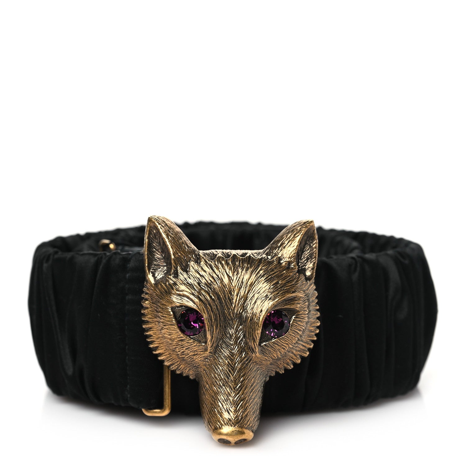 Gucci Satin Fox Head Buckle Belt 85 34 Black 1 of 4