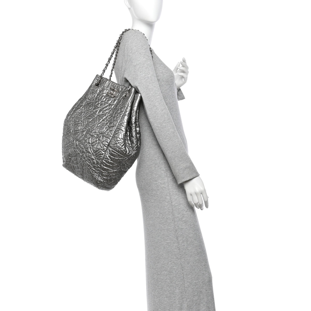 Chanel Vinyl Graphic Edge Tote Silver 3 of 19