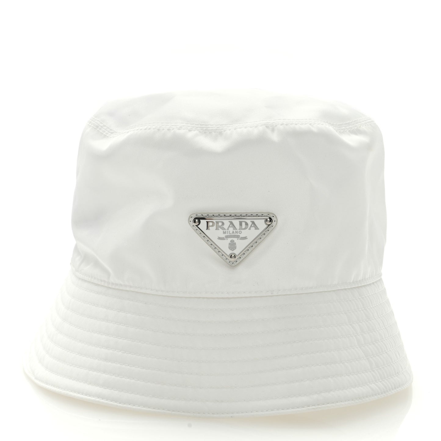 Re-Nylon Metal Triangle Logo Mens Bucket Hat XL White