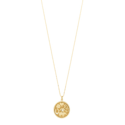 Jennifer Meyer 18K Yellow Gold Diamond Good Luck Pendant Necklace 1 of 6
