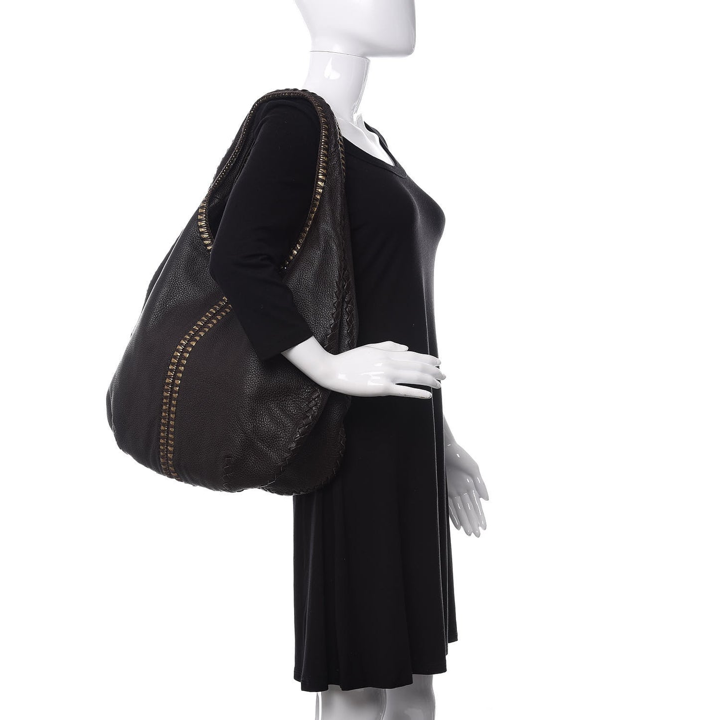 Cervo Deerskin Large Double Compartment Hobo Ebano