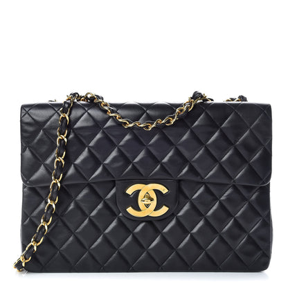 Chanel Lambskin Quilted XL Jumbo Single Flap Black 1 of 16
