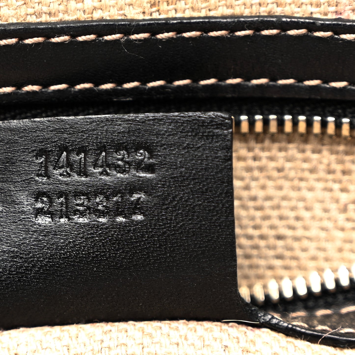 Calfskin Canvas Tote Black White