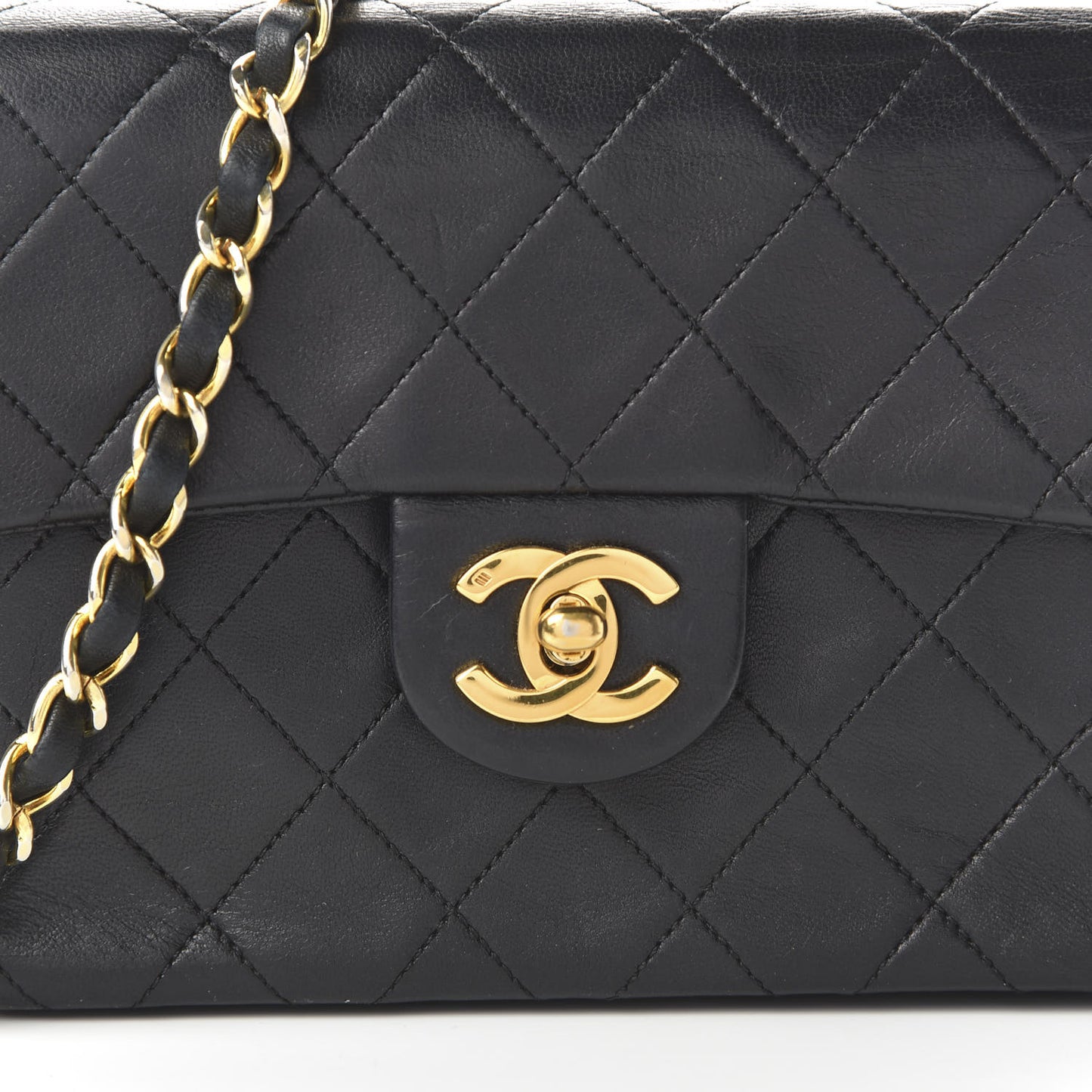 Lambskin Quilted Mini Square Flap Bag Black