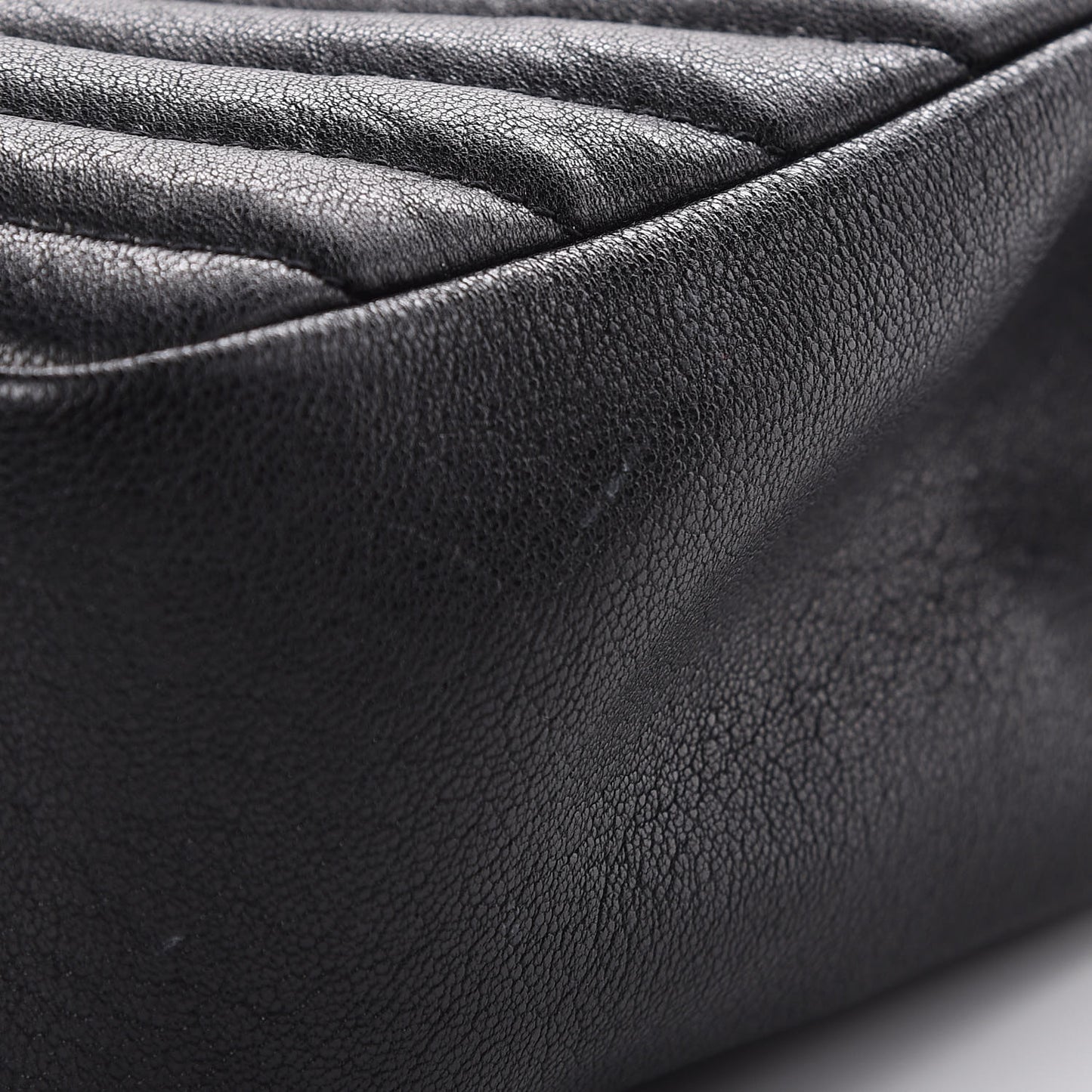 Sheepskin Matelasse Chevron Monogram Large College Satchel Black