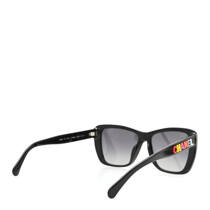 Chanel Acetate Polarized Butterfly Sunglasses 71548A Black 4 of 8