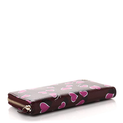 Gucci Calfskin Heartbeat Print Zip Around Wallet New Wine 4 of 9