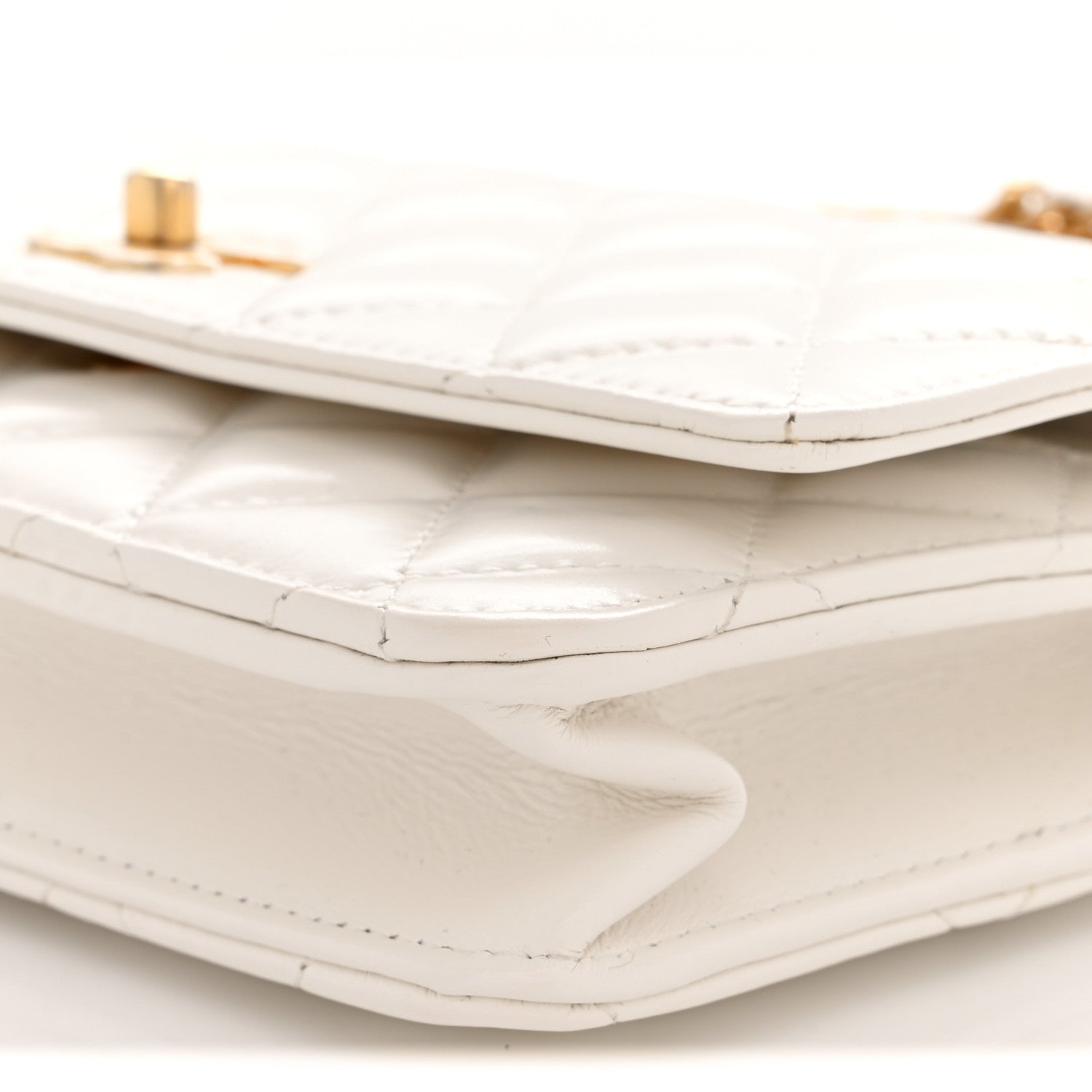 Chanel Shiny Calfskin Quilted Multicolor Top Handle Wallet On Chain WOC White 10 of 11
