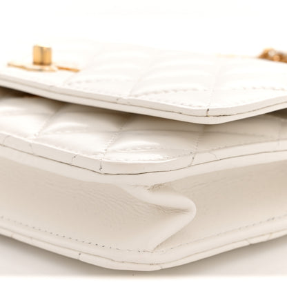 Chanel Shiny Calfskin Quilted Multicolor Top Handle Wallet On Chain WOC White 10 of 11