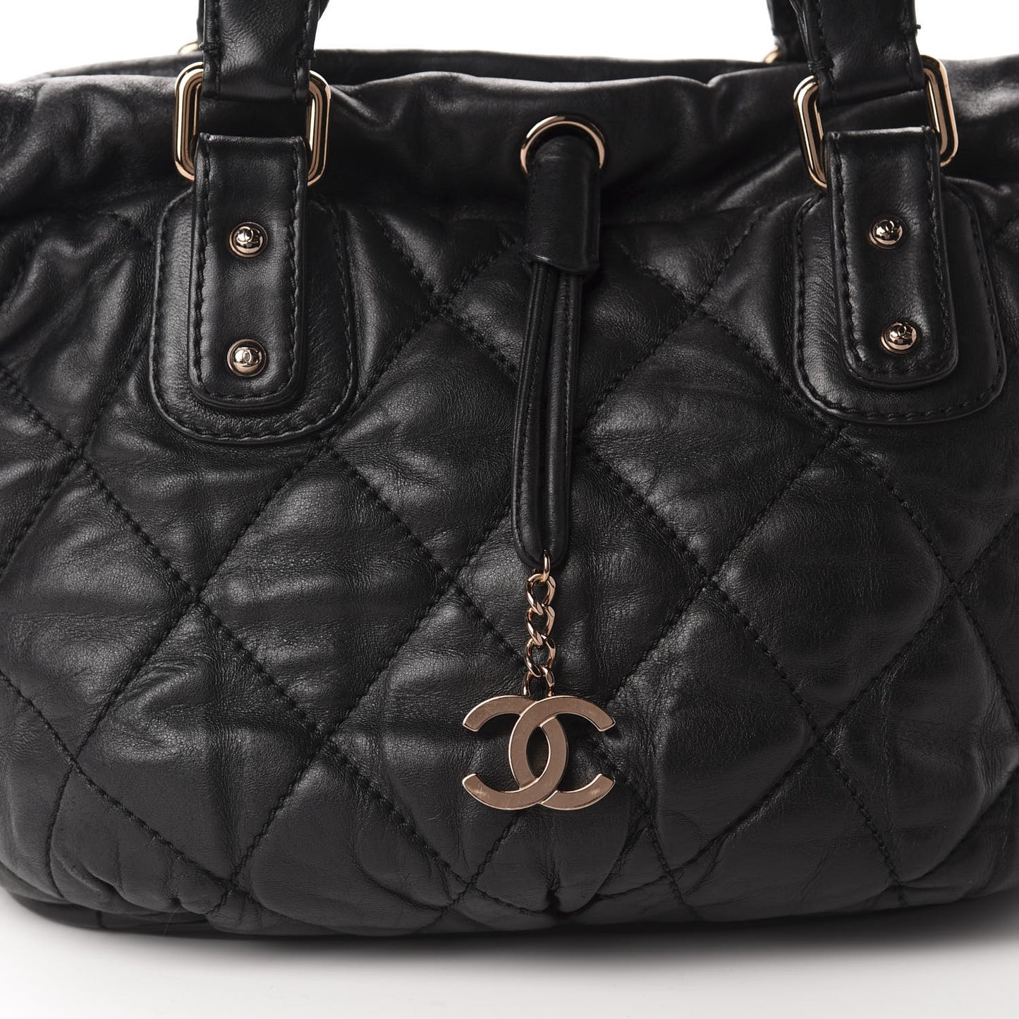 Lambskin Quilted Cloudy Bundle East West Tote Black