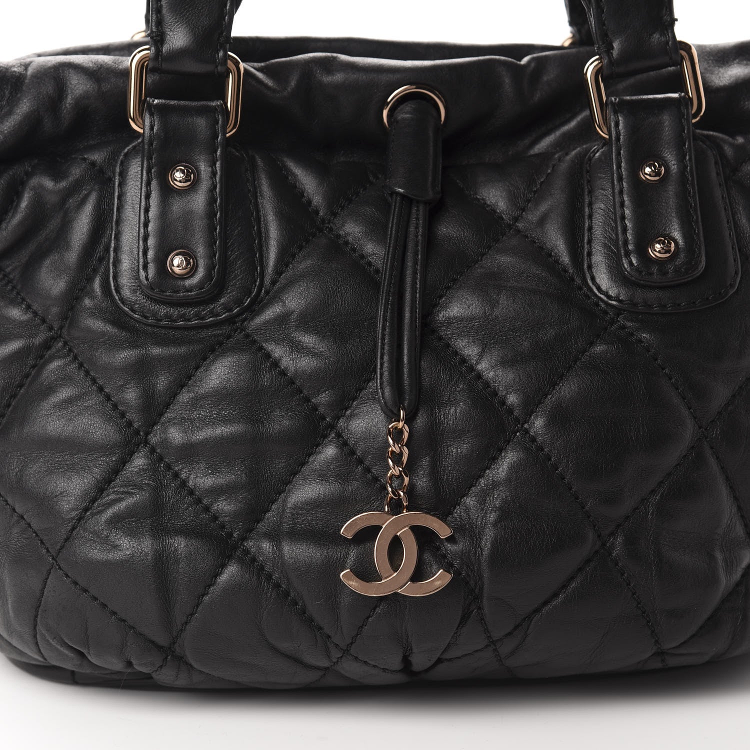 Chanel Lambskin Quilted Cloudy Bundle East West Tote Black 10 of 10