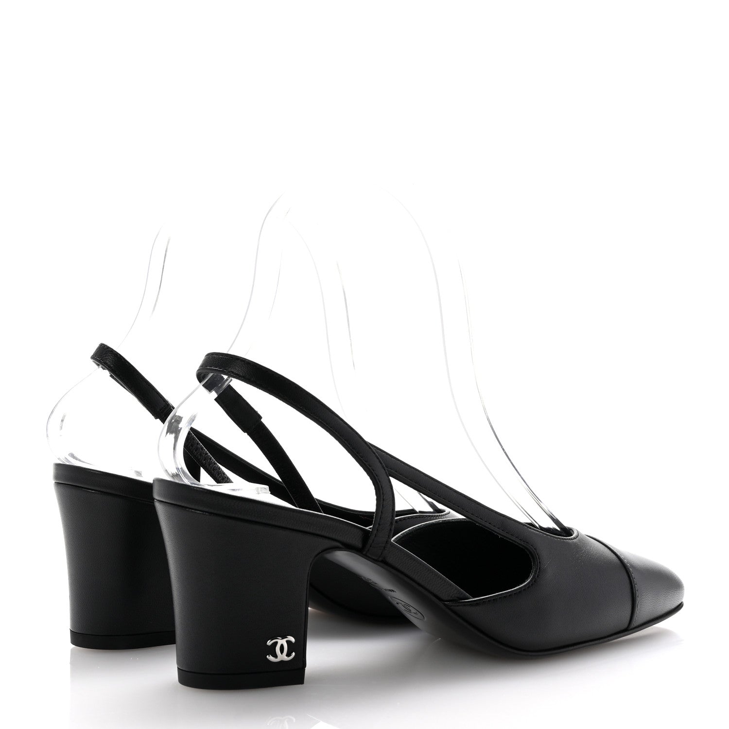 Chanel Lambskin Cap Toe CC Slingback Pumps 35.5 Black Dark Grey 5 of 10