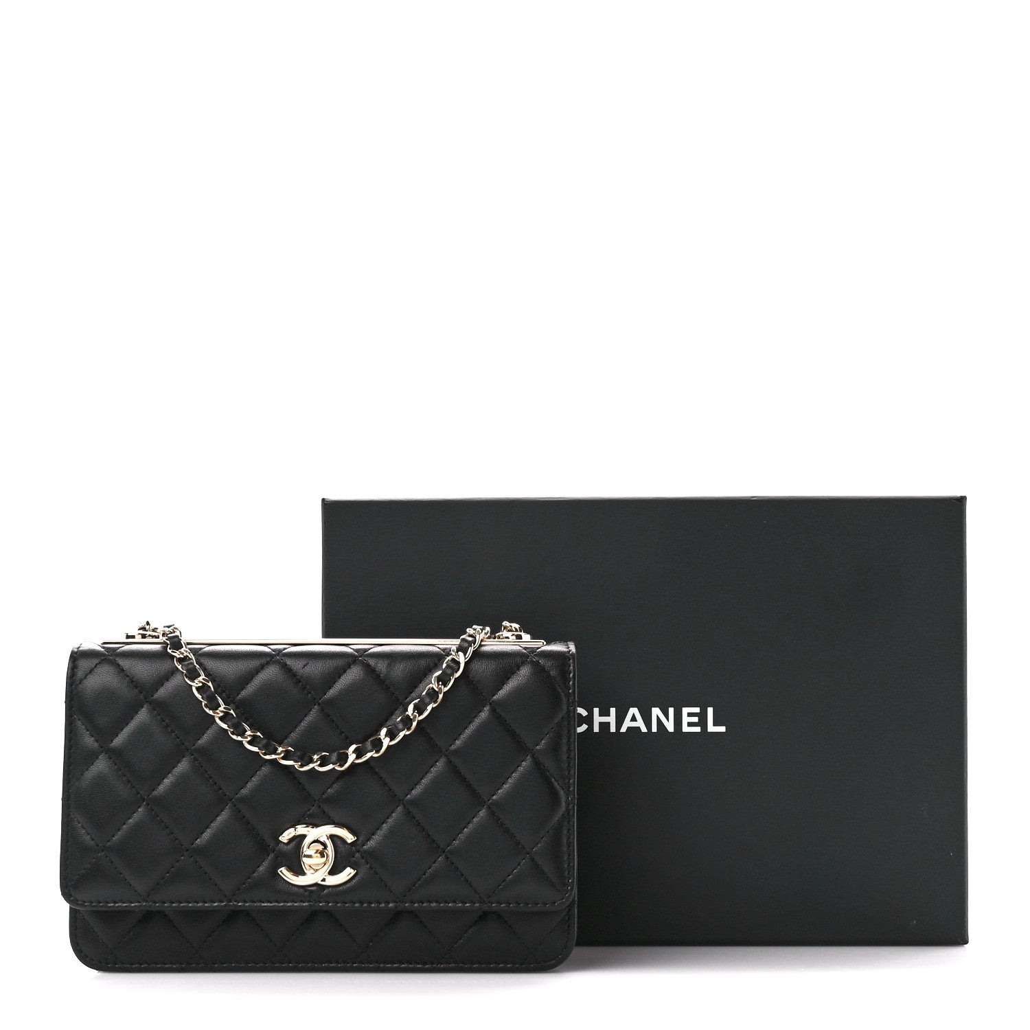 Chanel Lambskin Quilted Trendy CC Wallet On Chain WOC Black 13 of 13