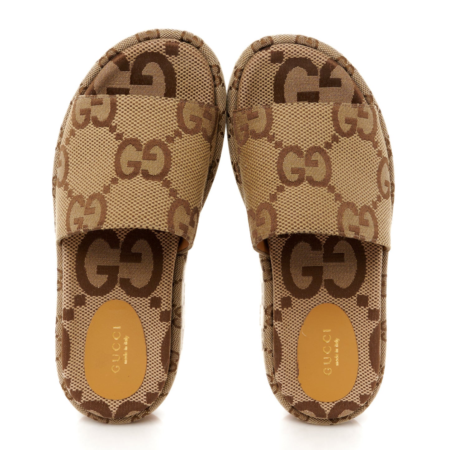 Monogram Maxi GG Angelina Platform 55mm Slide Sandals 36.5 Camel Ebony