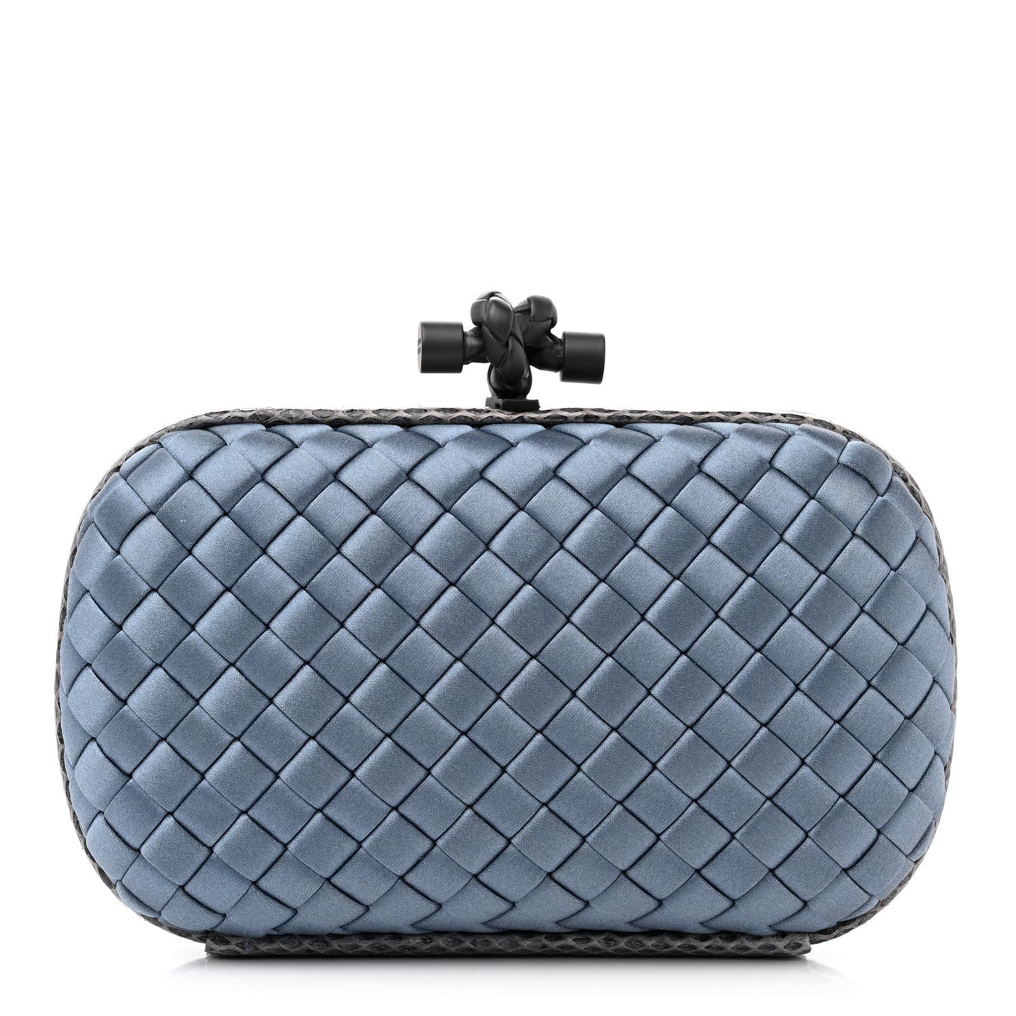 Satin Intreccio Impero Ayers Knot Clutch Light Blue