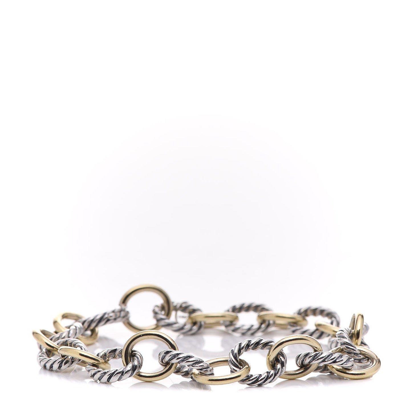 Sterling Silver 18K Yellow Gold 10mm Medium Oval Link Bracelet