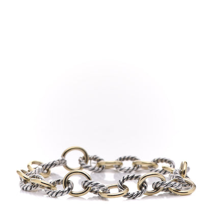 David Yurman Sterling Silver 18K Yellow Gold 10mm Medium Oval Link Bracelet 1 of 6