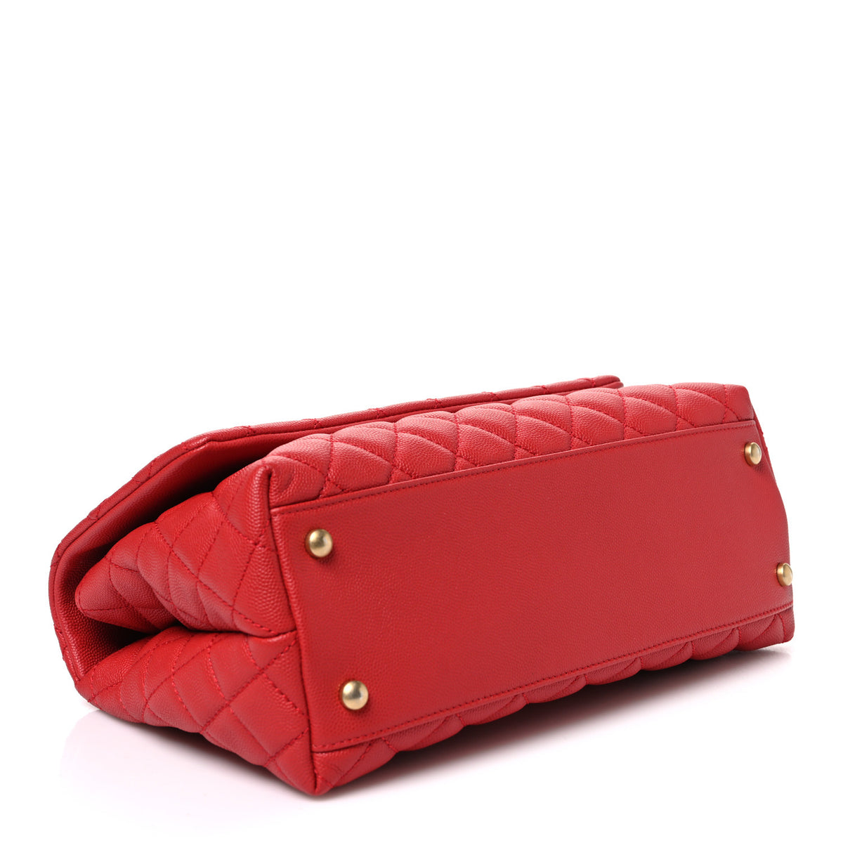 Chanel Caviar Quilted Small Coco Handle Flap Red 4 of 10