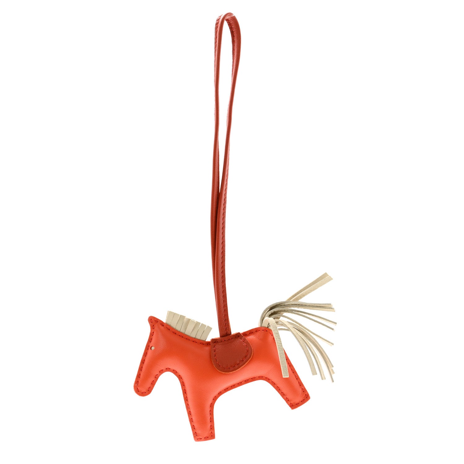 Hermes Milo Lambskin Grigri Rodeo Horse Bag Charm PM Orange Poppy Craie Cornaline 1 of 5
