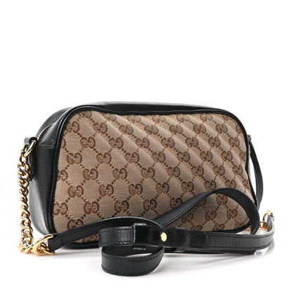 Gucci Monogram Matelasse Diagonal Small GG Marmont Chain Shoulder Bag Beige Black 3 of 10