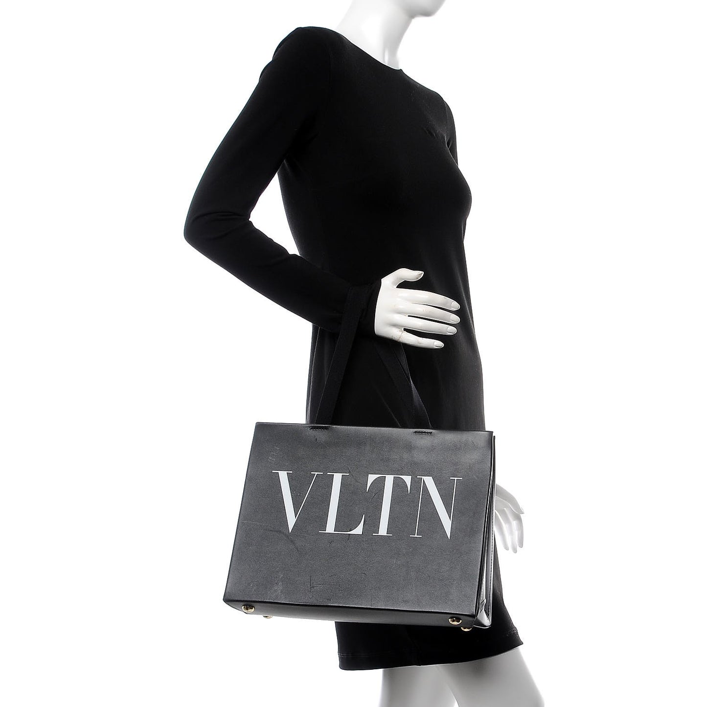 Printed Calfskin VLTN Tote Black