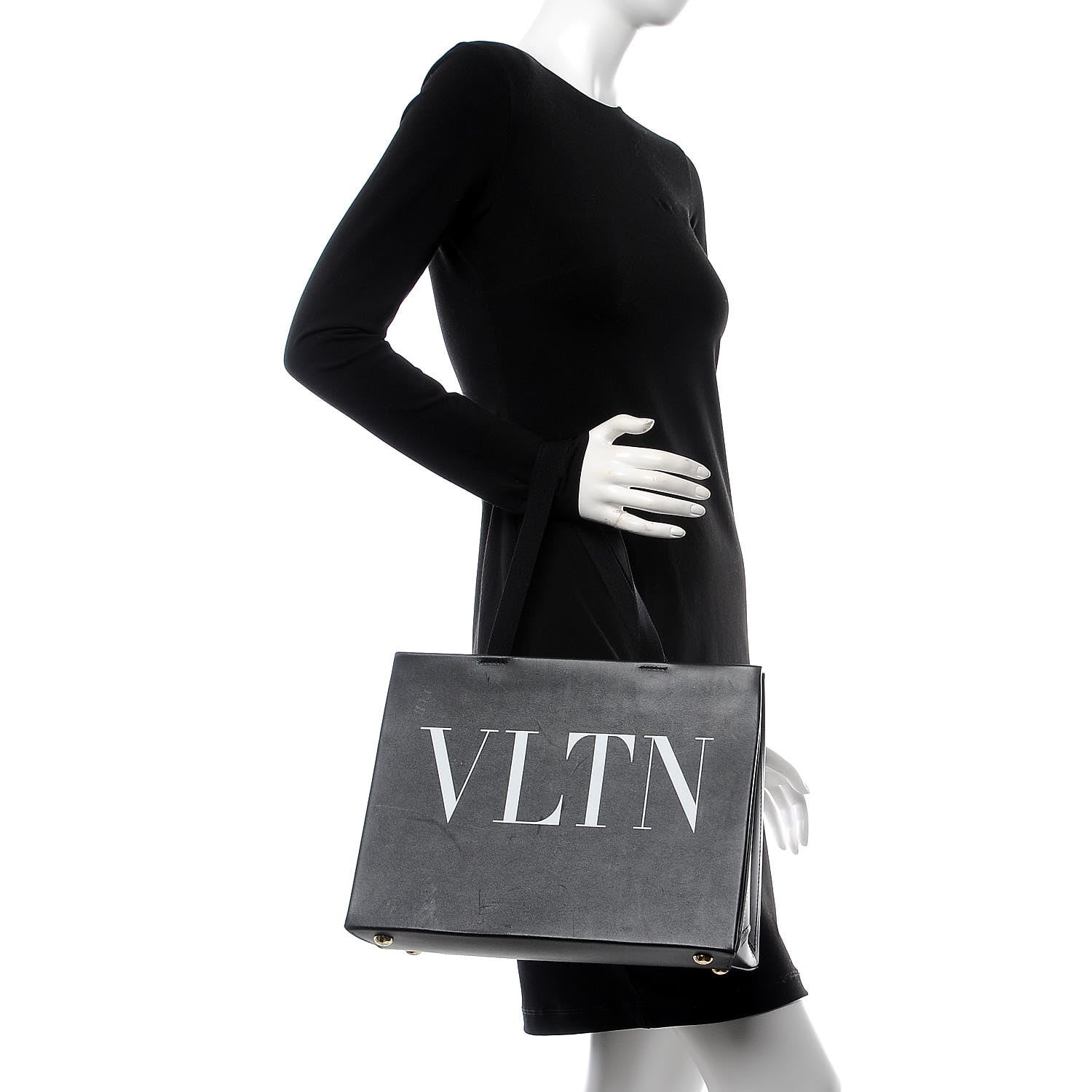 Valentino Garavani Printed Calfskin VLTN Tote Black 2 of 6