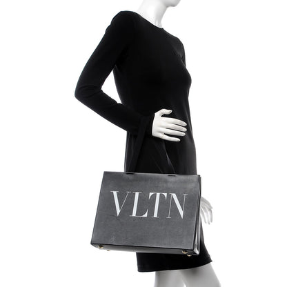 Valentino Garavani Printed Calfskin VLTN Tote Black 2 of 6