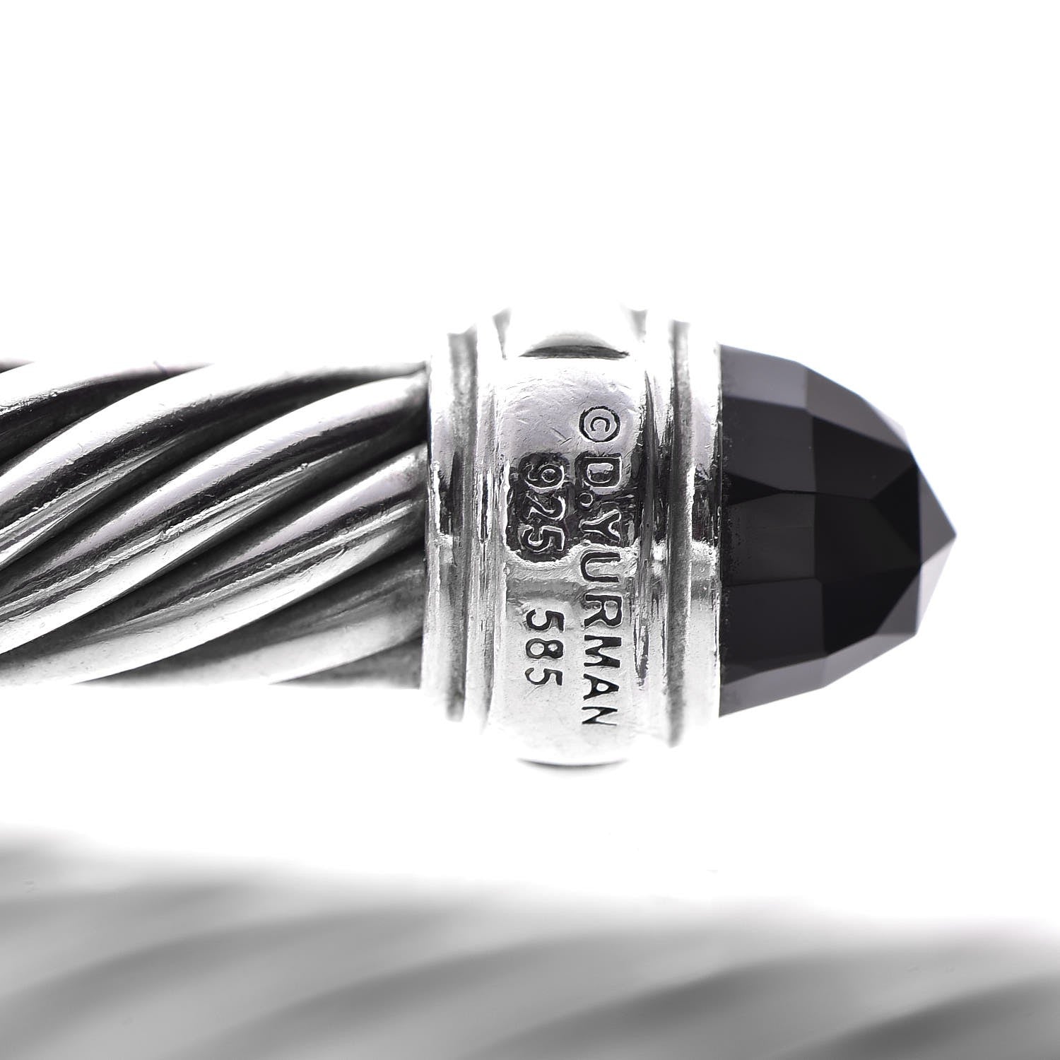 David Yurman Sterling Silver 14K Yellow Gold Black Onyx 7mm Cable Classics Bracelet 4 of 5