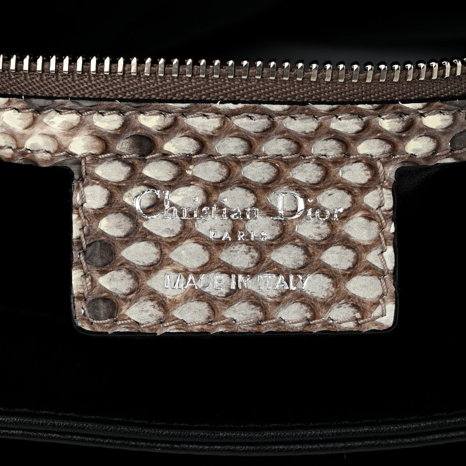 Christian Dior Calfskin Snakeskin Small Diorling Black 6 of 11