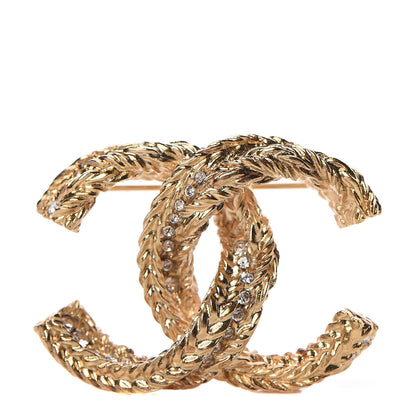 Chanel Crystal CC Braid Brooch Gold 1 of 5
