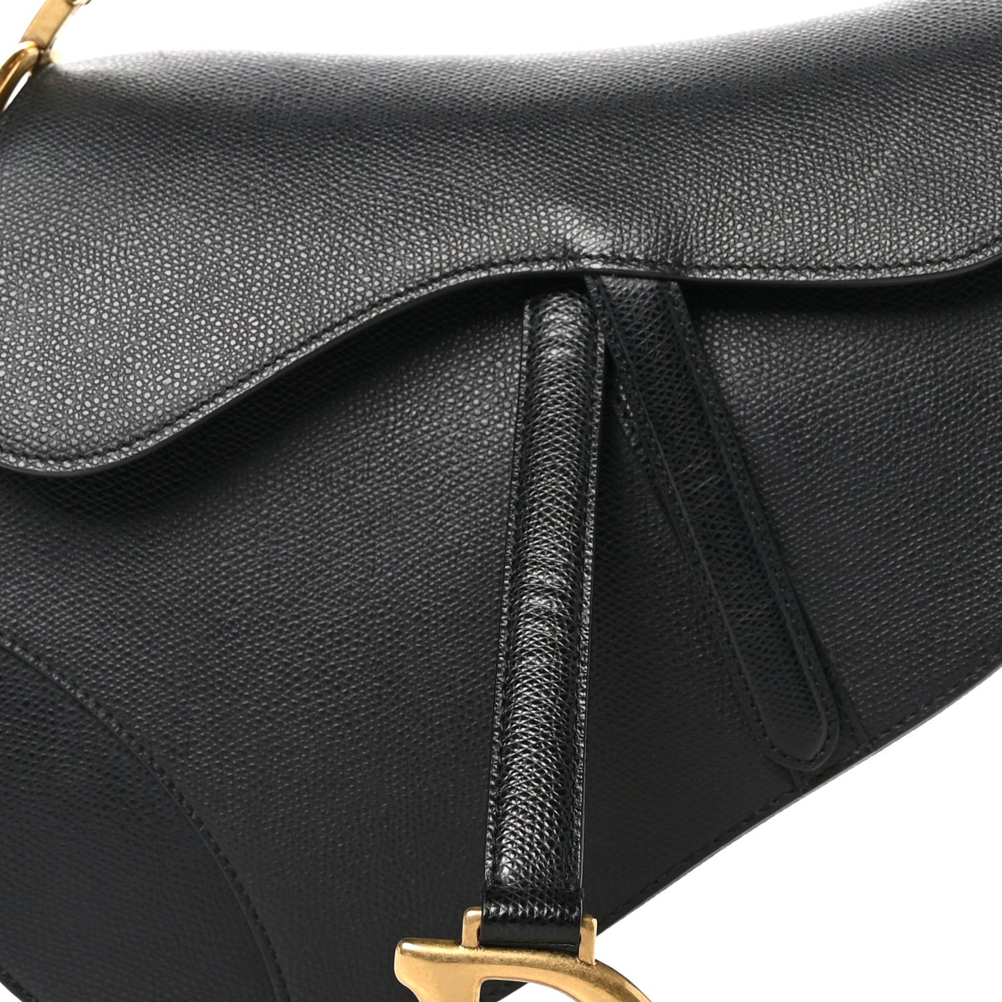 Grained Calfskin Saddle Bag Black