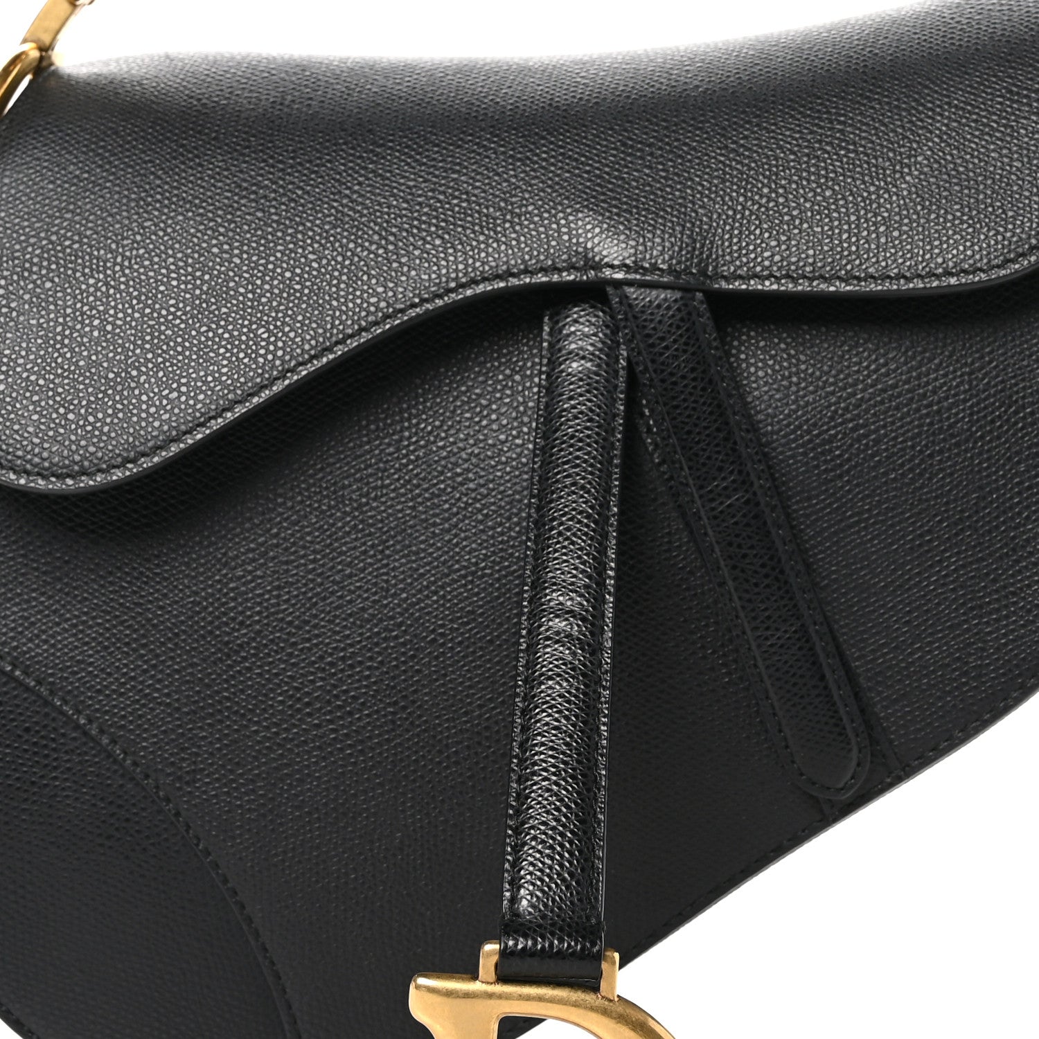 Christian Dior Grained Calfskin Saddle Bag Black 8 of 11