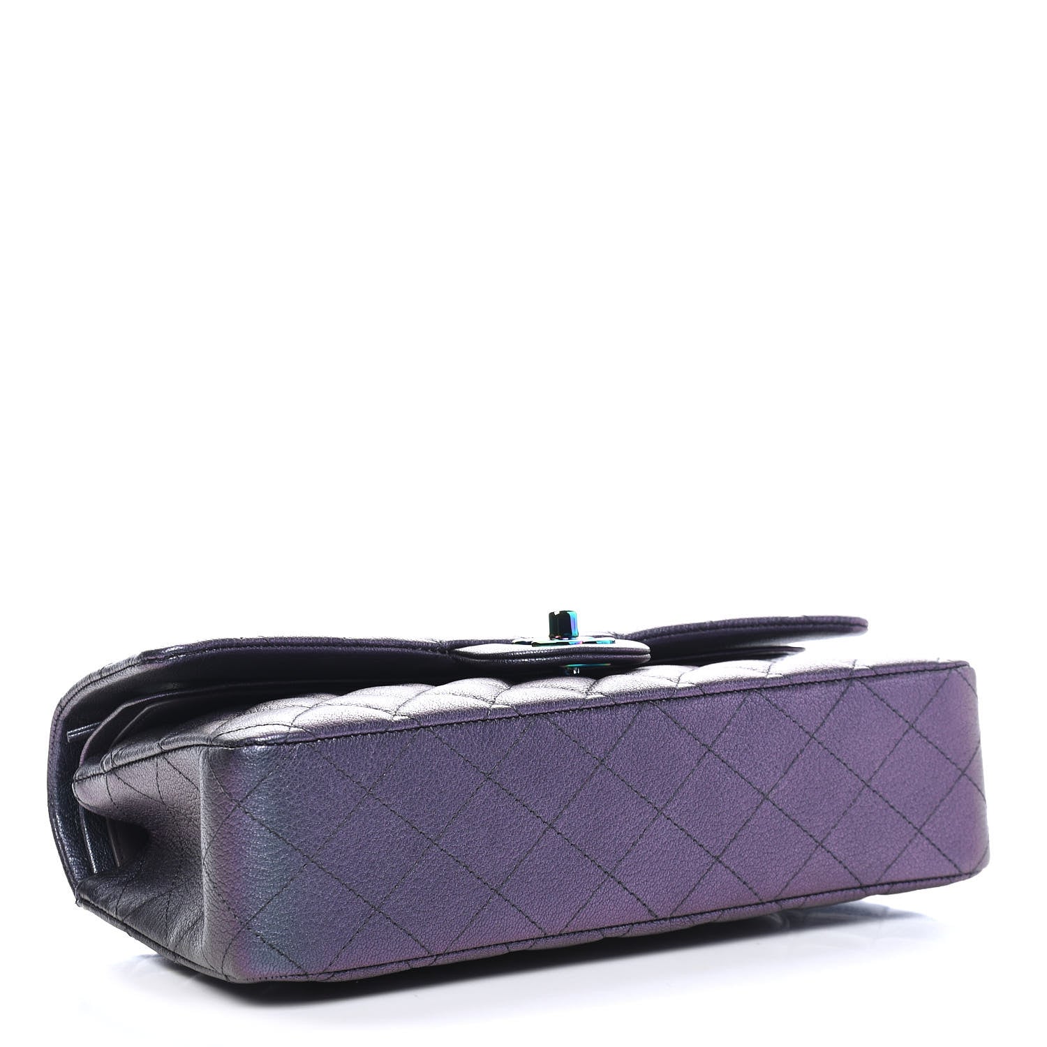 Chanel Iridescent Goatskin Quilted Medium Double Flap Purple 4 of 9