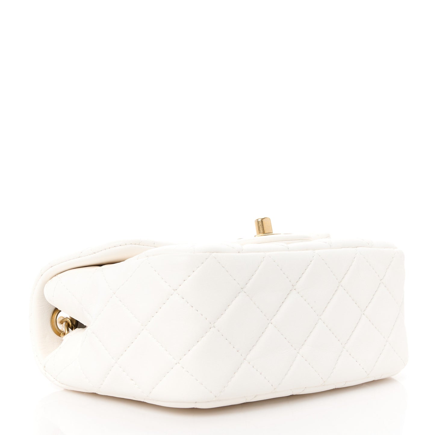 Lambskin Quilted Mini Pearl Crush Flap White