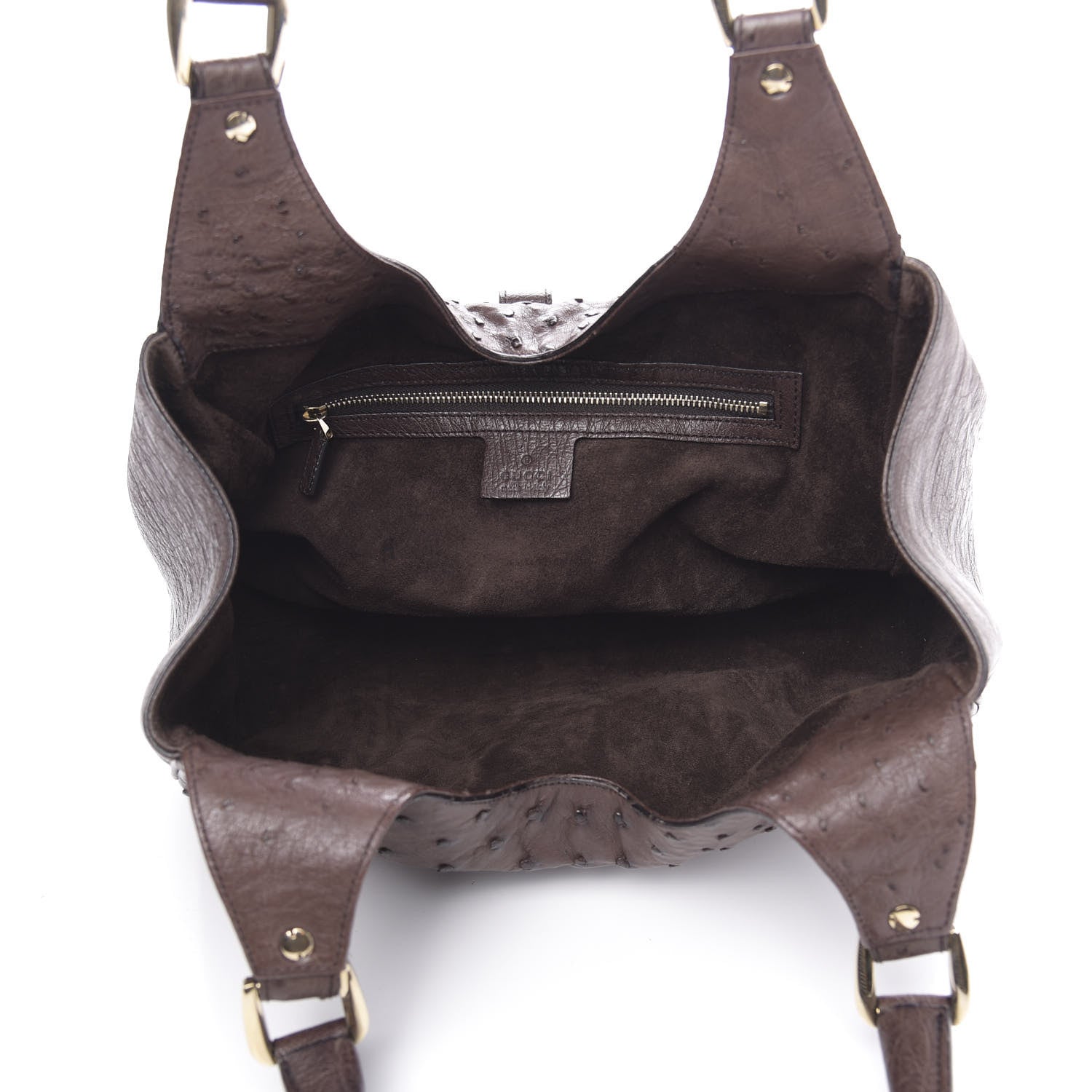 Gucci Ostrich Large Bardot Shoulder Bag Brown 5 of 12