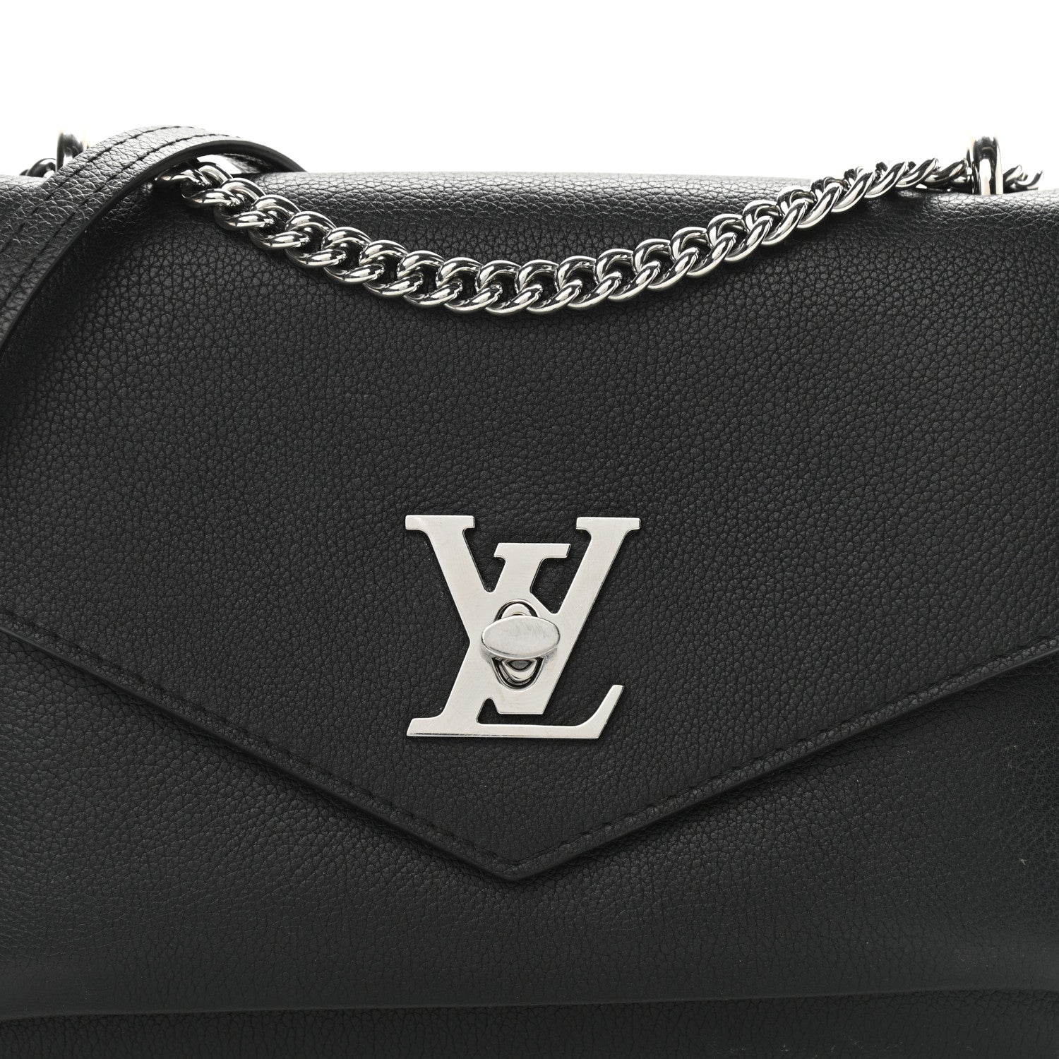 Louis Vuitton Soft Calfskin Mylockme Chain Bag BB Black 7 of 8