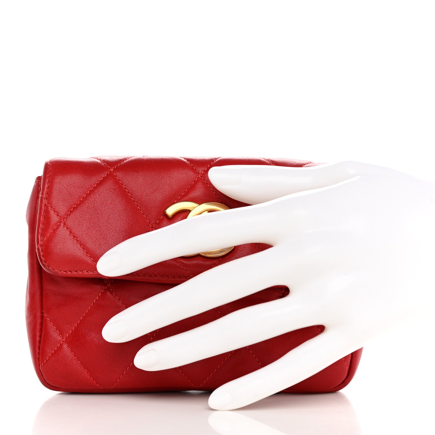 Chanel Calfskin Quilted Flap Waist Belt Bag Red 2 of 9