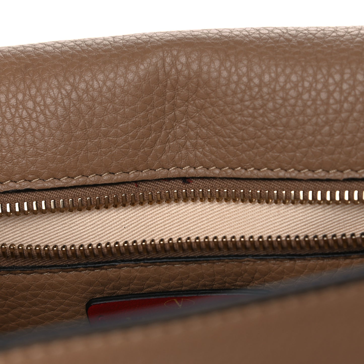Grained Calfskin Rockstud Single Handle Flap Bag Beige