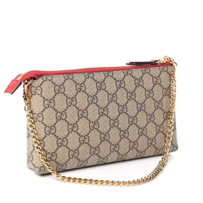Gucci GG Supreme Monogram Kingsnake Heart Embroidered Chain Wrist Wallet Red 3 of 10