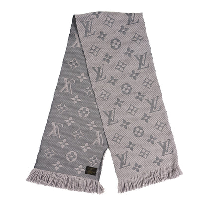 Louis Vuitton Wool Silk Logomania Scarf Pearl Grey 2 of 3