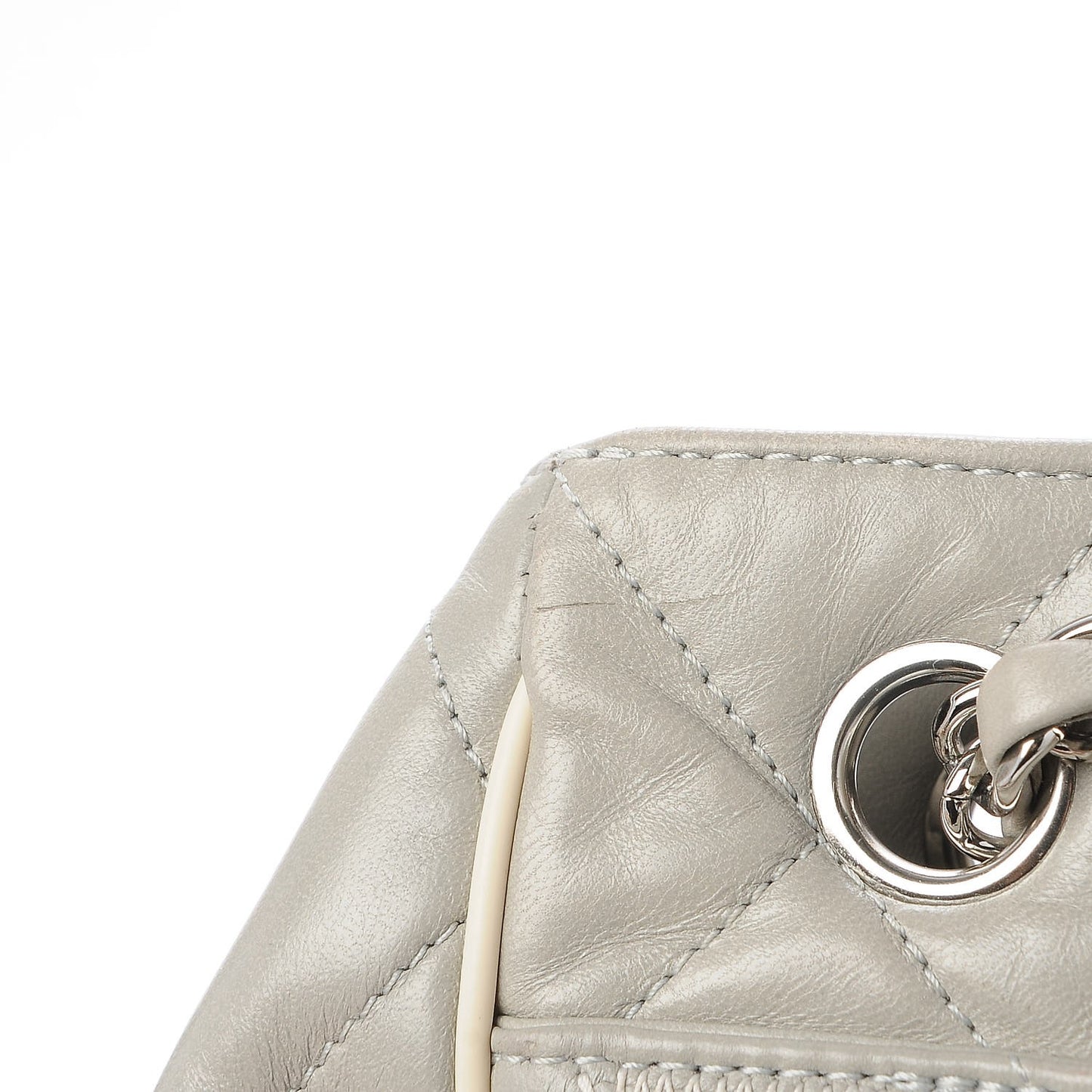 Glazed Lambskin Quilted North South Large Tote Grey