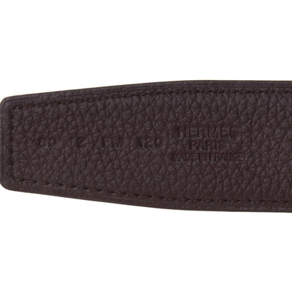 Hermes Box Togo 32mm Au Carre H Belt 80 Black Chocolate 3 of 7