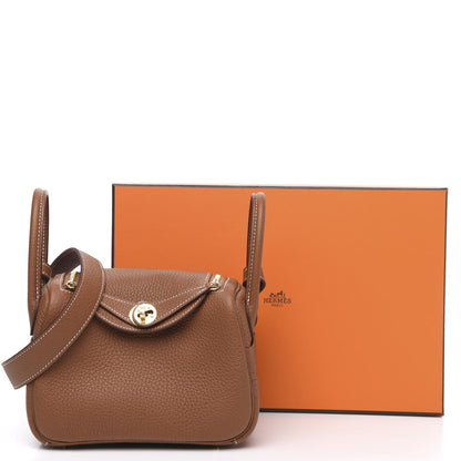Hermes Taurillon Clemence Mini Lindy 20 Gold 9 of 9