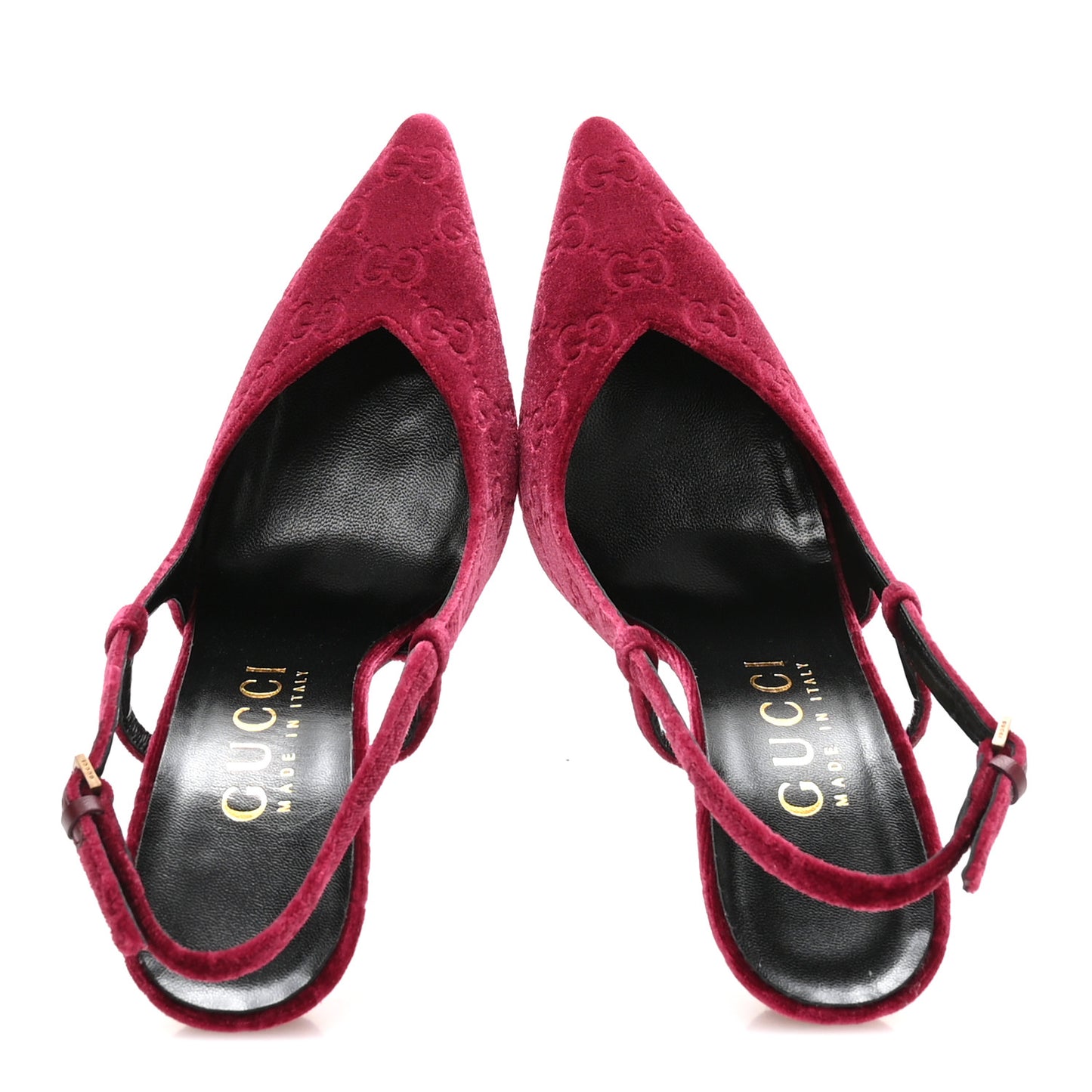 Velvet GG Monogram Slingback 115mm Pumps 38.5 Red Grape
