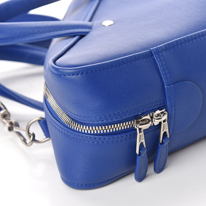 Balenciaga Shiny Day Calfskin Logo S Triangle Duffle Bleu Roi White 9 of 11