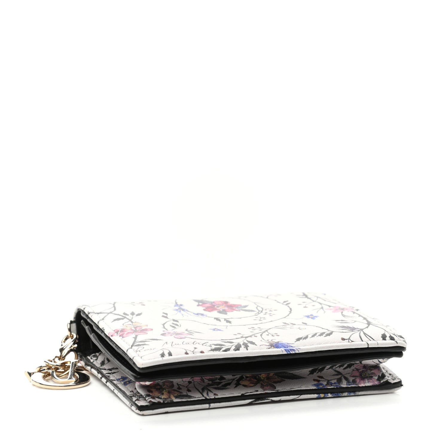 Calfskin Floral Wallet White Multicolor