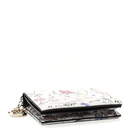 Christian Dior Calfskin Floral Wallet White Multicolor 4 of 9