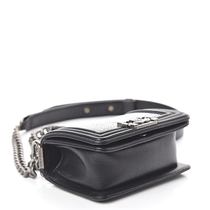 Chanel Galuchat Stingray Mini Boy Flap Black Silver 4 of 9