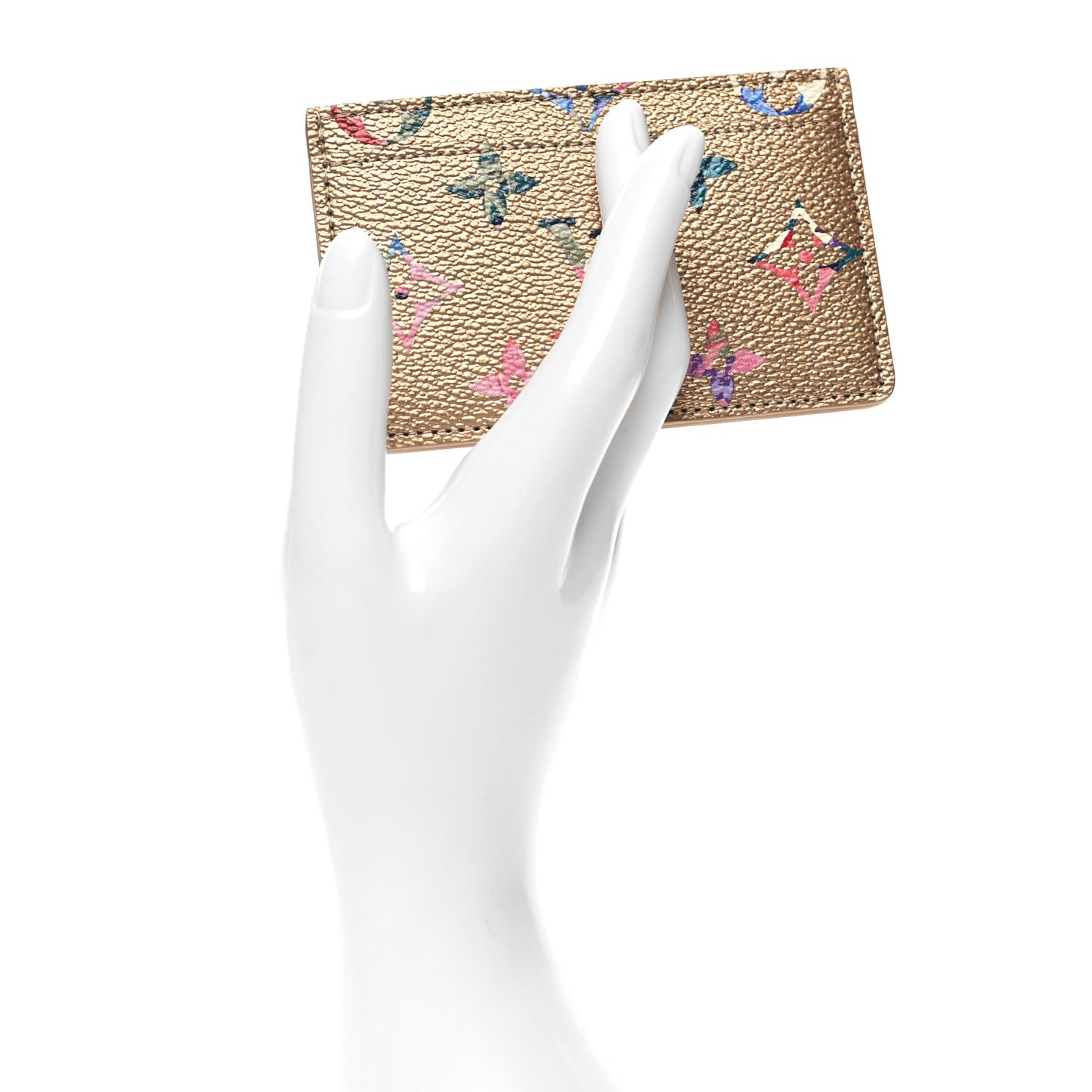 Metallic Monogram LV Garden Card Holder Gold