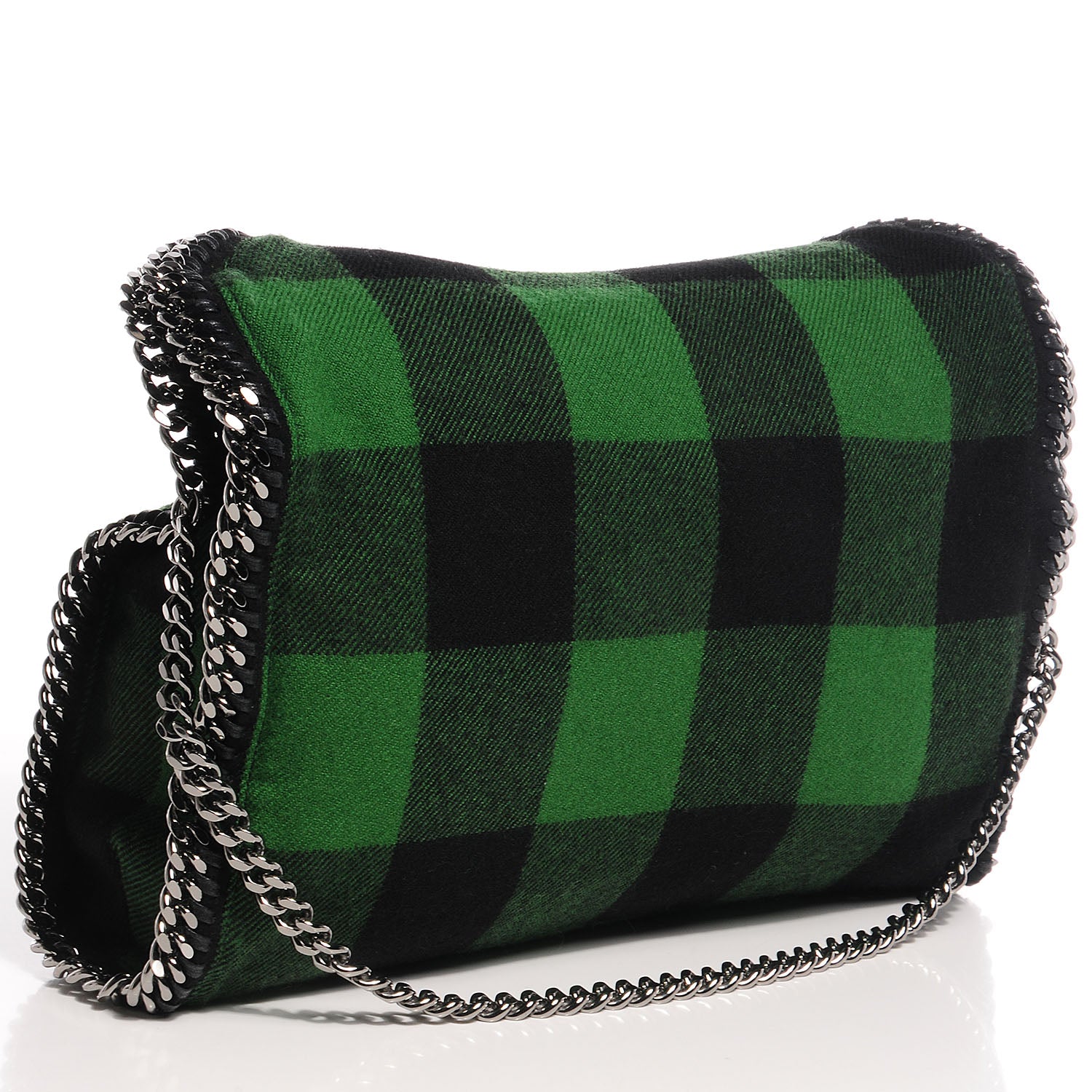 Stella McCartney Wool Plaid Falabella Fold Over Tote Vert 6 of 12